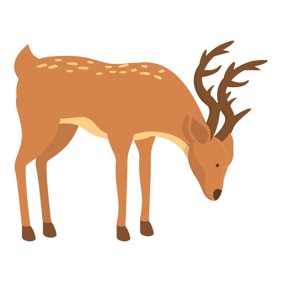 mangiare cervo icona cartone animato vettore. foresta animale vettore