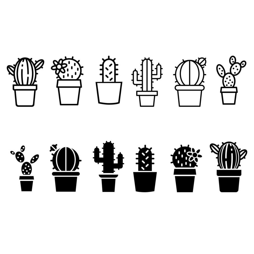 selvaggio cactus lineare vettore icone impostare. cactus illustrazione cartello collezione.