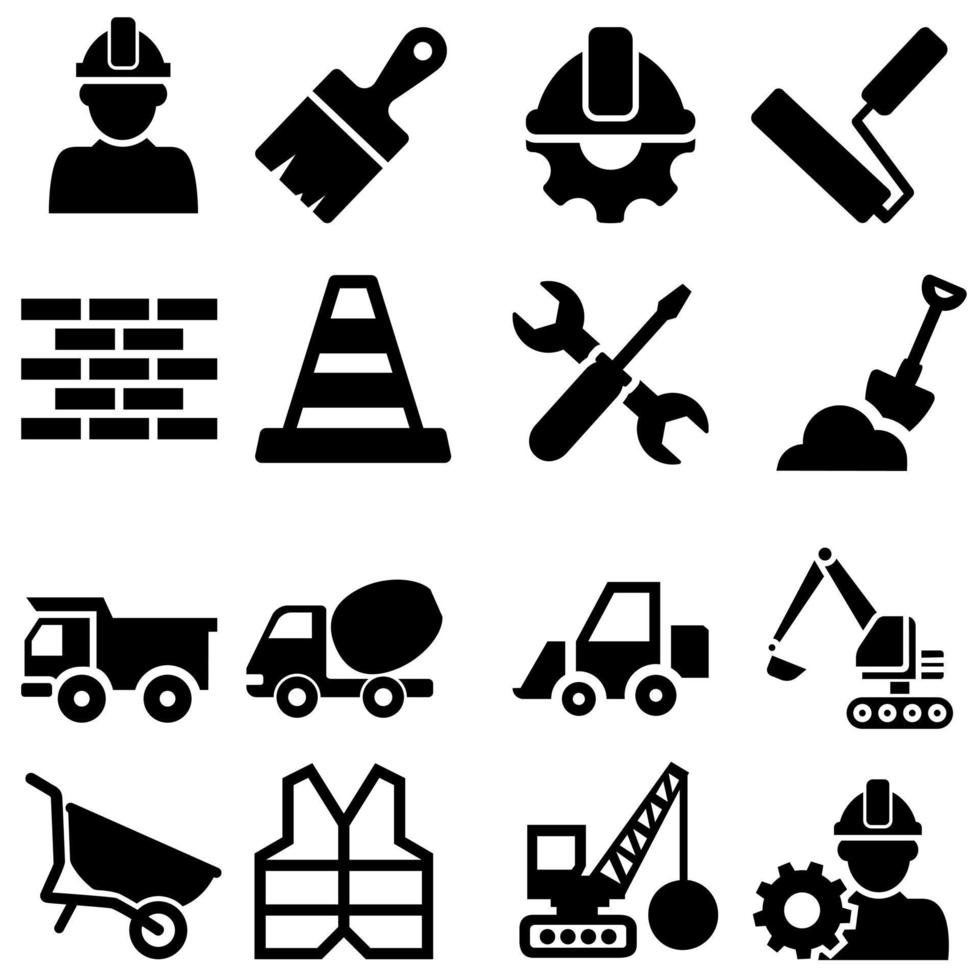 costruttore icona vettore impostare. lavoratore illustrazione cartello collezione. costruzione simbolo.