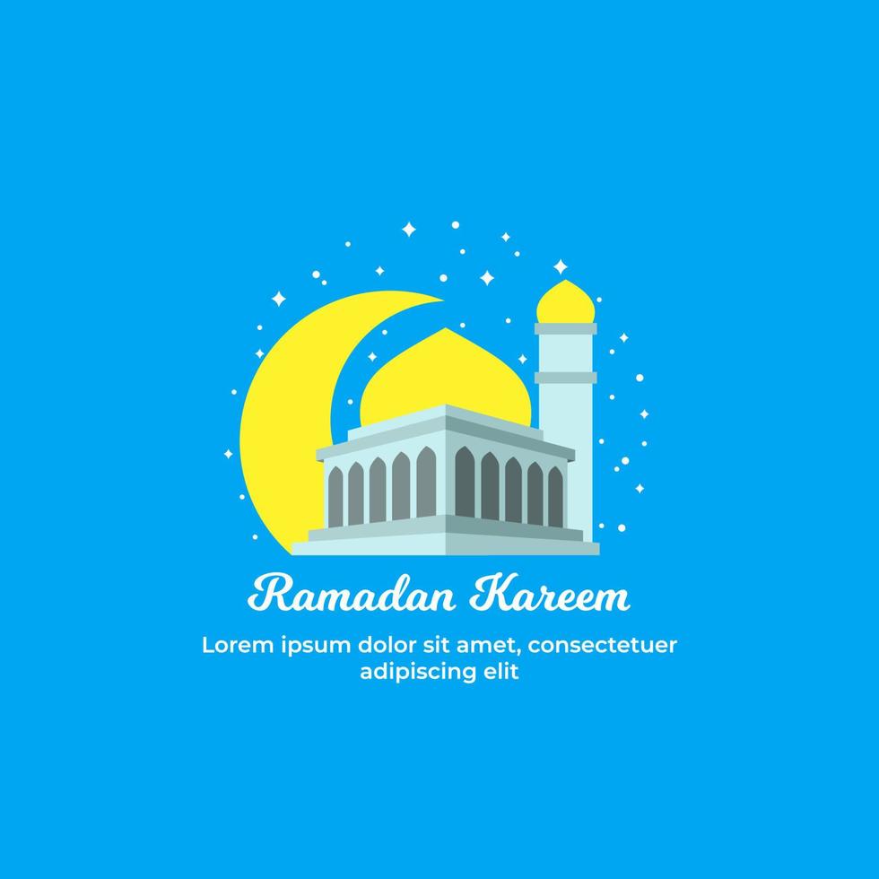 carino moschea cartone animato. Ramadhan saluto vettore