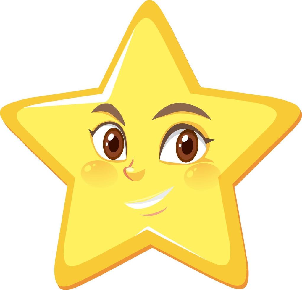 personaggio dei cartoni animati stella con espressione faccia felice su sfondo bianco vettore
