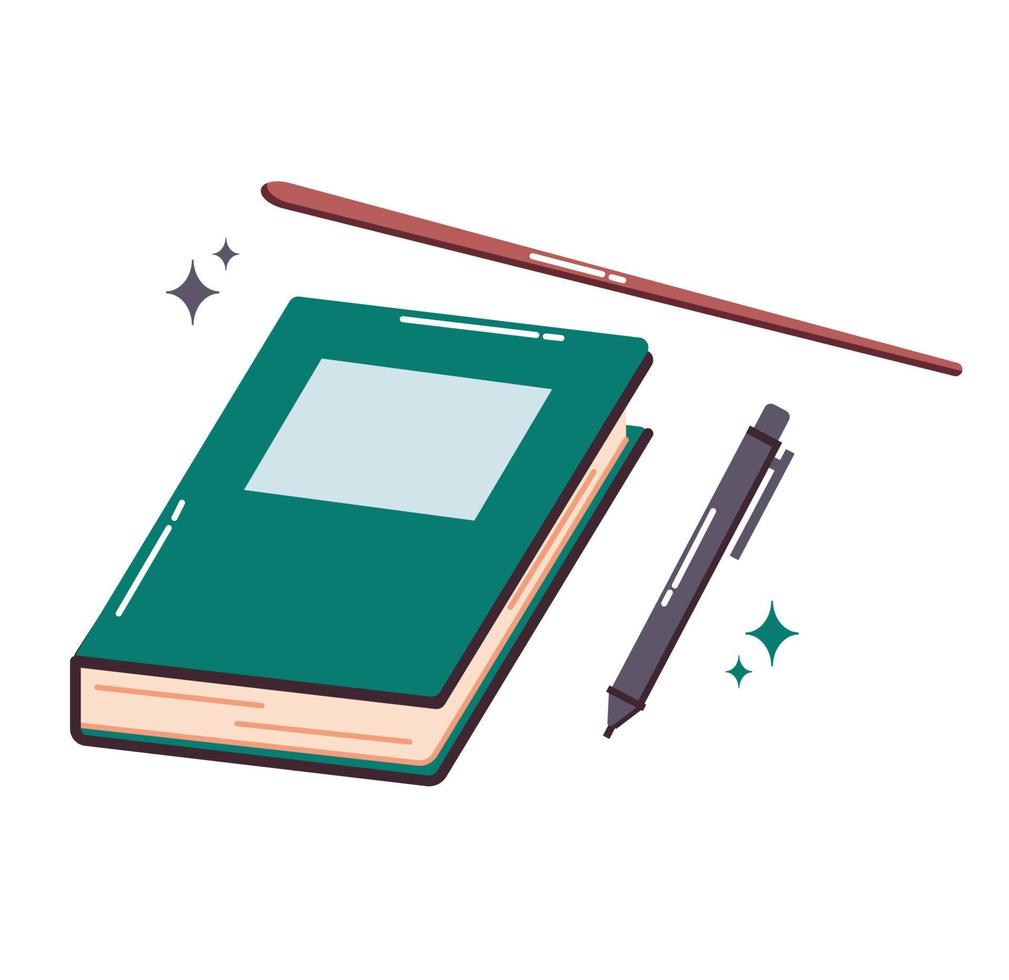 libro e penna insegnante simbolo. formazione scolastica concetto vettore illustrazione