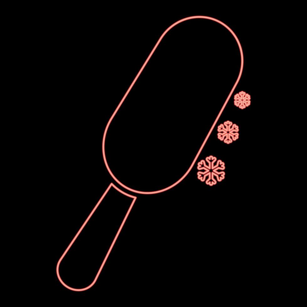 neon cioccolato ghiaccio su bastone eschimese confezione rosso colore vettore illustrazione Immagine piatto stile