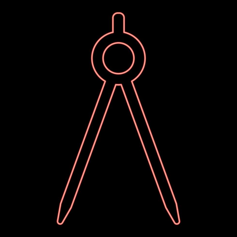neon divisore circolo circino rosso colore vettore illustrazione Immagine piatto stile