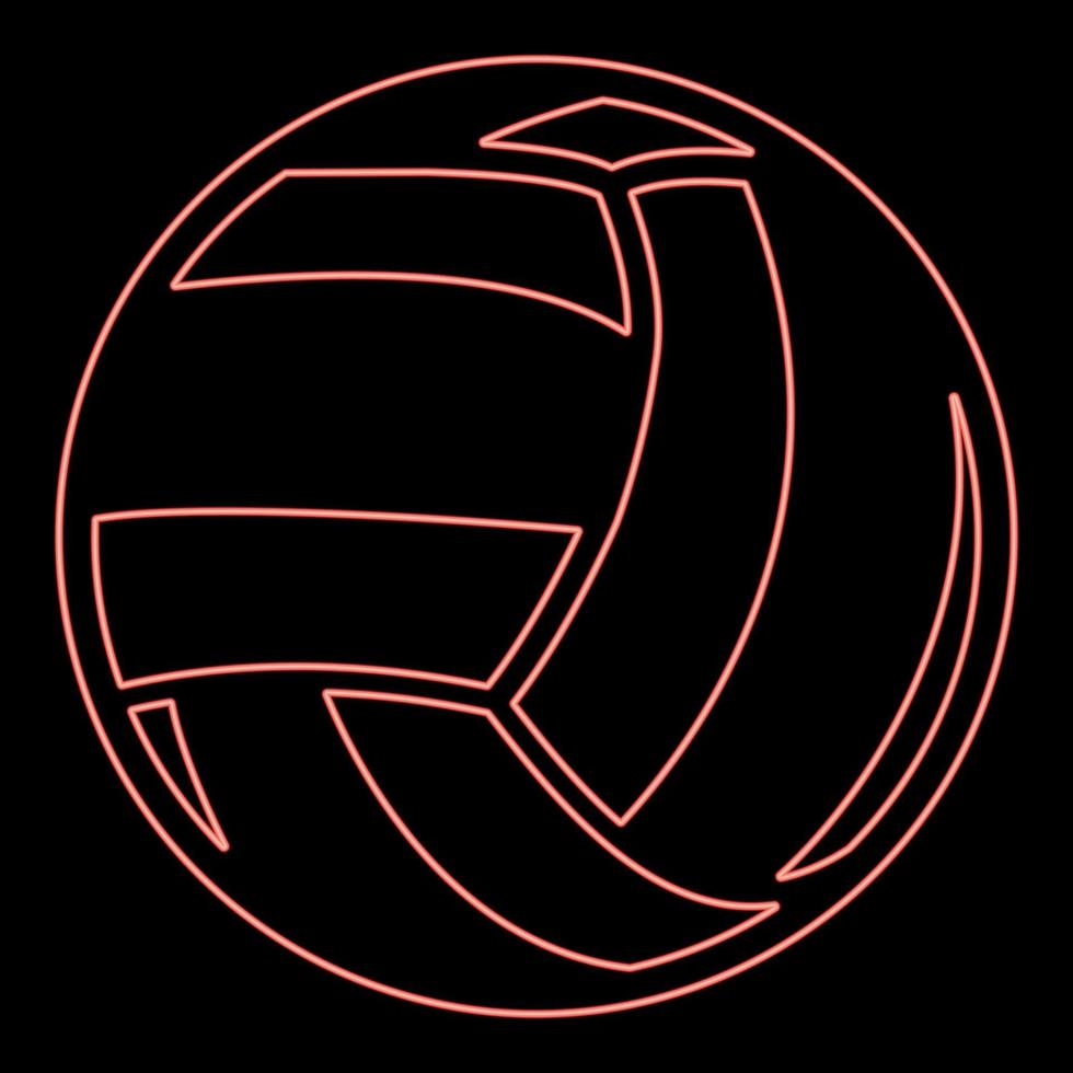 neon pallavolo palla sport attrezzatura rosso colore vettore illustrazione Immagine piatto stile