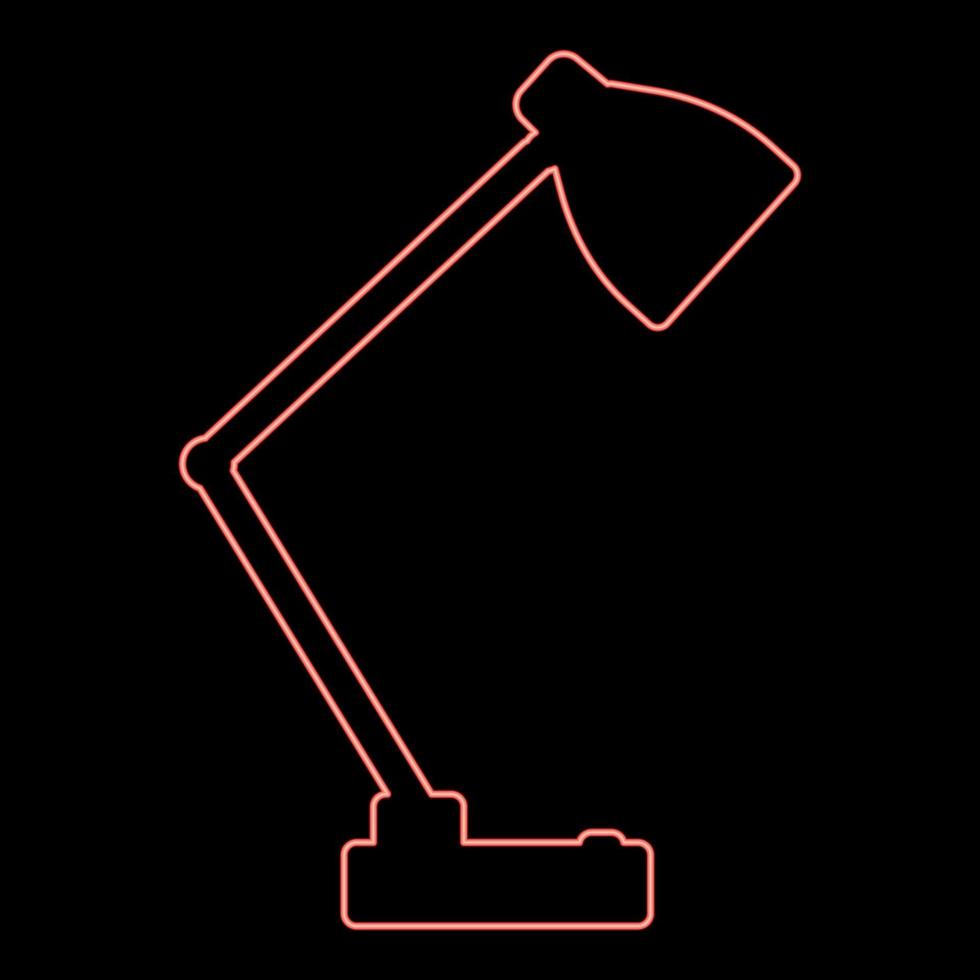 neon tavolo lampada scrivania leggero elettrico per interno casa rosso colore vettore illustrazione Immagine piatto stile