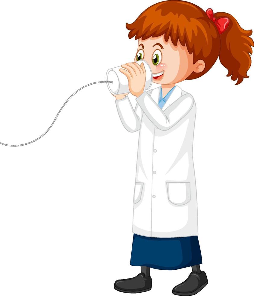 personaggio dei cartoni animati ragazza carina che indossa camice da laboratorio di scienze vettore