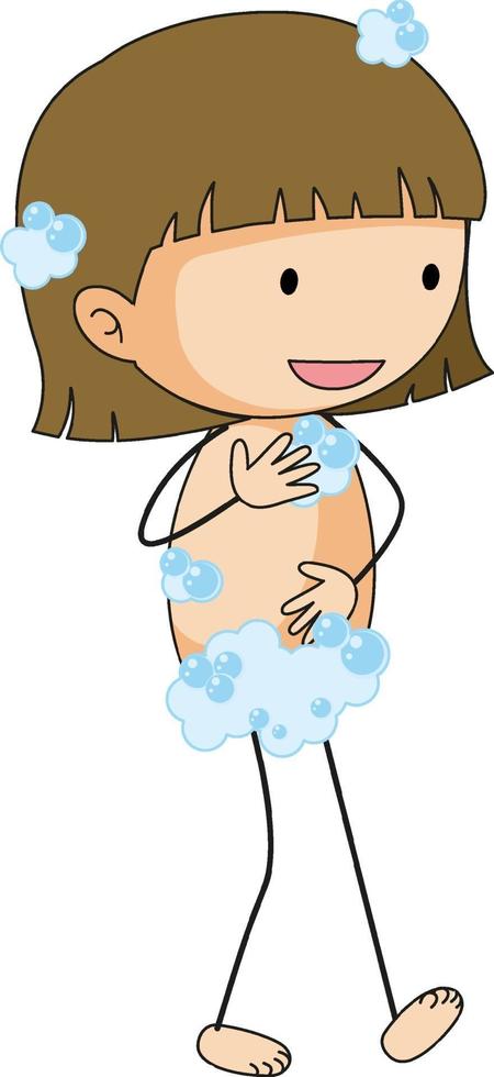 personaggio dei cartoni animati ragazza carina in stile doodle disegnato a mano isolato vettore
