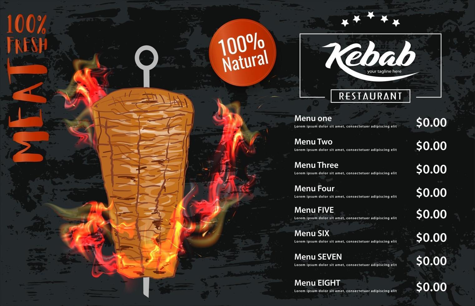 cucina shawarma e ingredienti per kebab. vettore