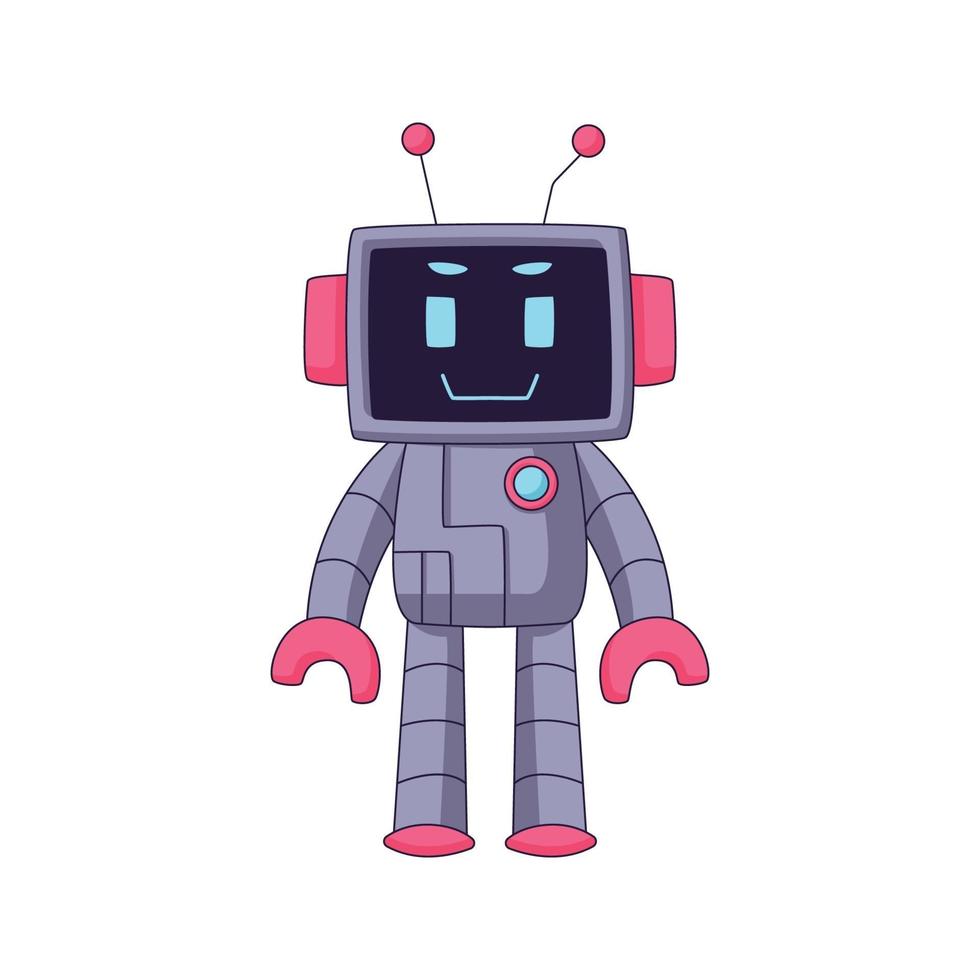 Simpatico robot cartoon doodle disegnati a mano concept design vector art kawaii illustrazione