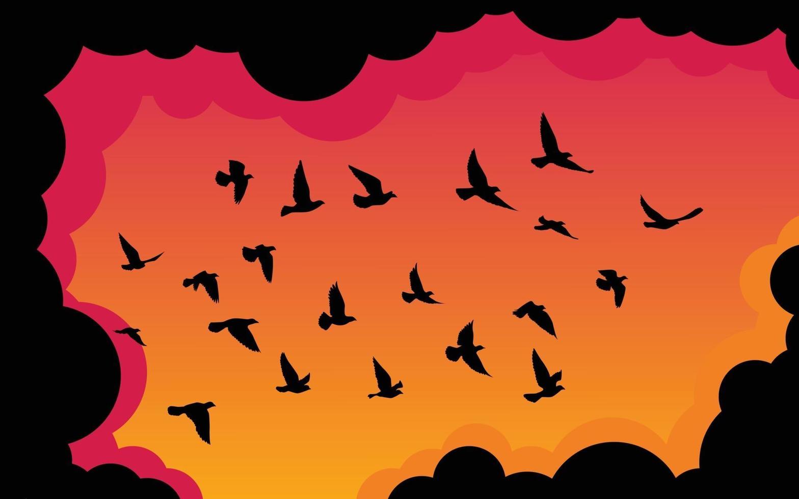carta da parati del modello delle siluette degli uccelli volanti. illustrazione vettoriale. uccello isolato in volo. disegno del tatuaggio. modello per carta, pacchetto e sfondo. vettore