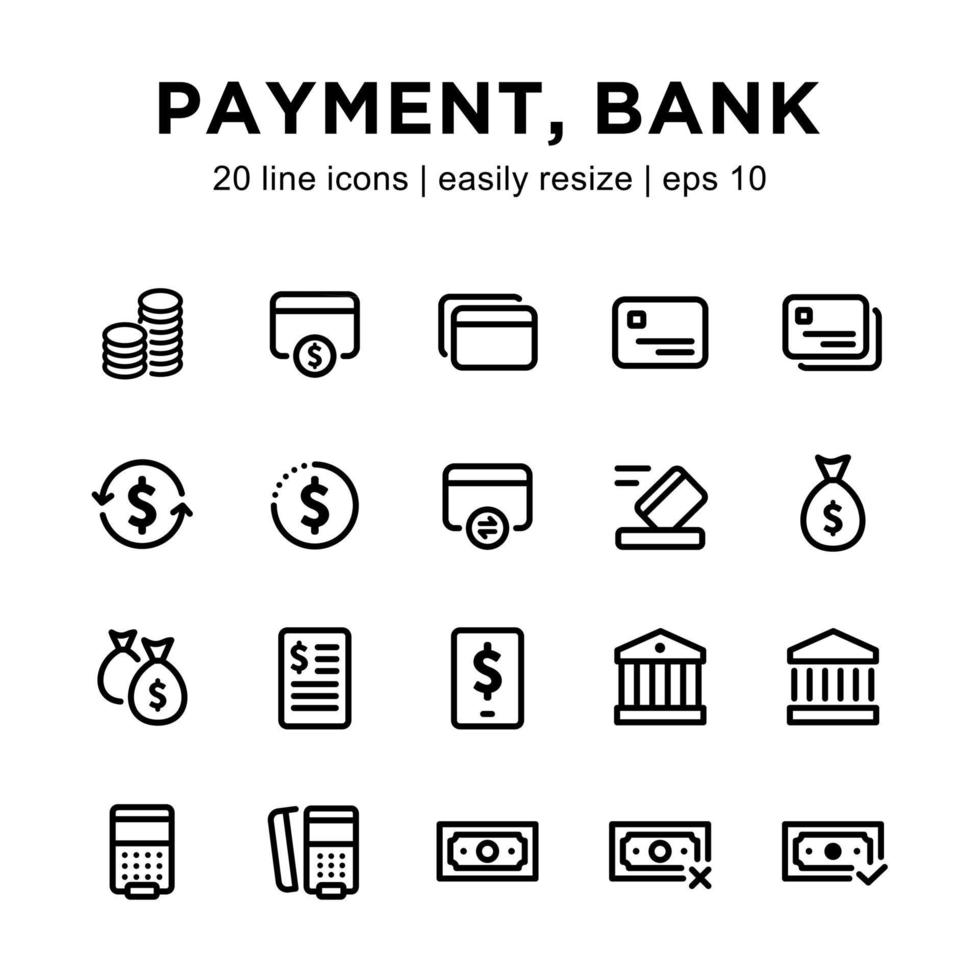 set di icone di pagamento o banca vettore