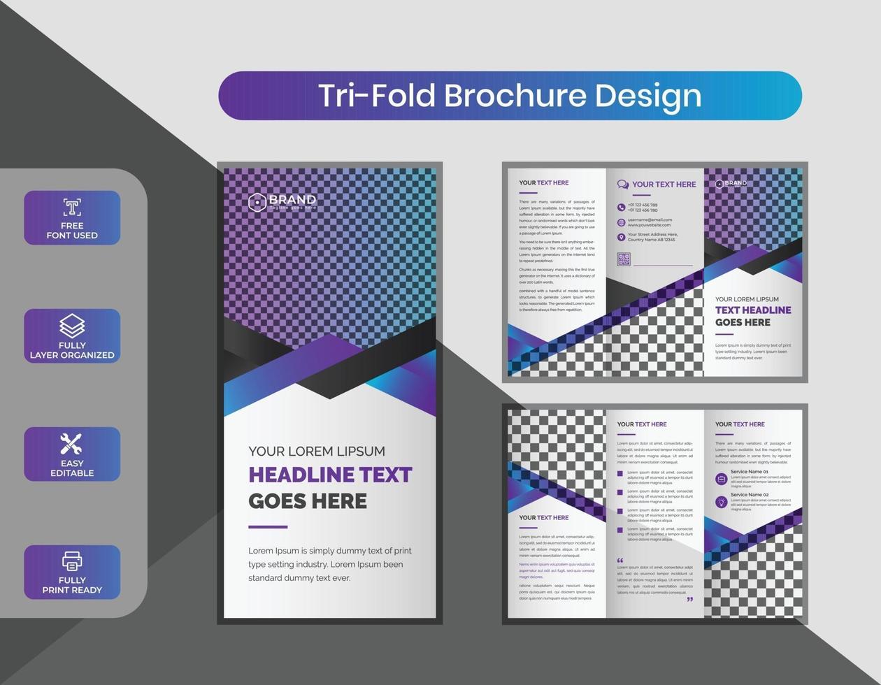 modello di progettazione brochure aziendale moderno creativo a tre ante vettore
