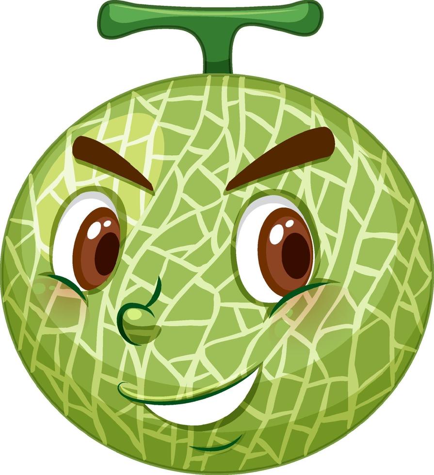 personaggio dei cartoni animati di melone cantalupo con espressione facciale vettore