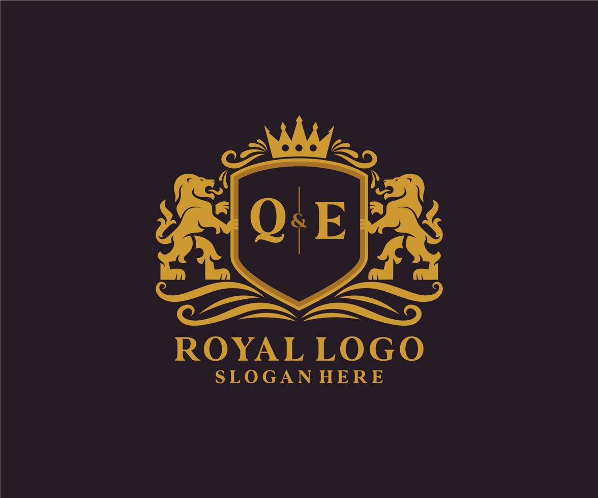 iniziale qe lettera Leone reale lusso logo modello nel vettore arte per ristorante, regalità, boutique, bar, Hotel, araldico, gioielleria, moda e altro vettore illustrazione.