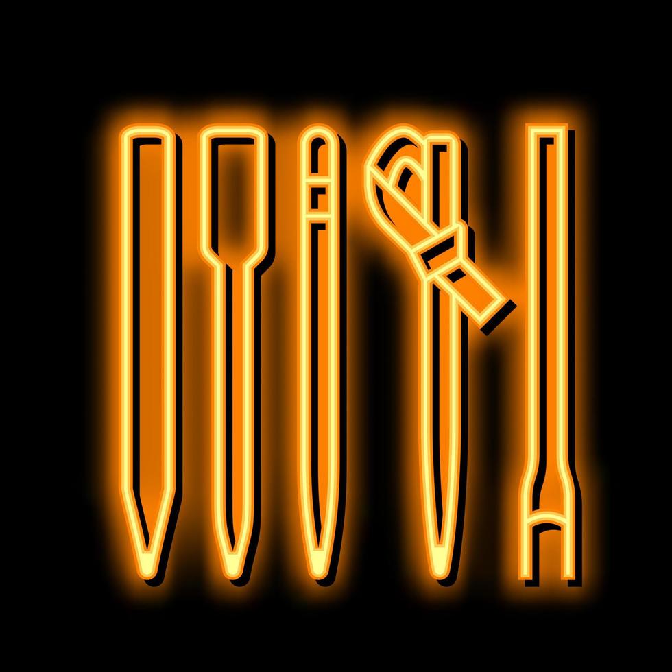 bambù spiedini neon splendore icona illustrazione vettore