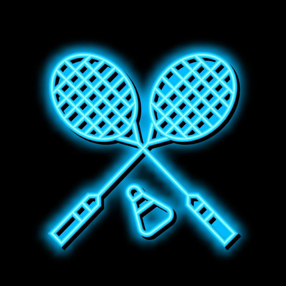 badminton sport gioco neon splendore icona illustrazione vettore