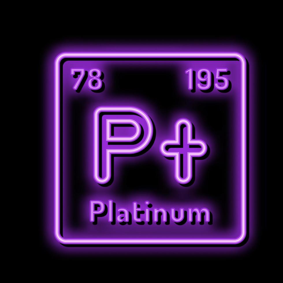 platino chimico elemento neon splendore icona illustrazione vettore