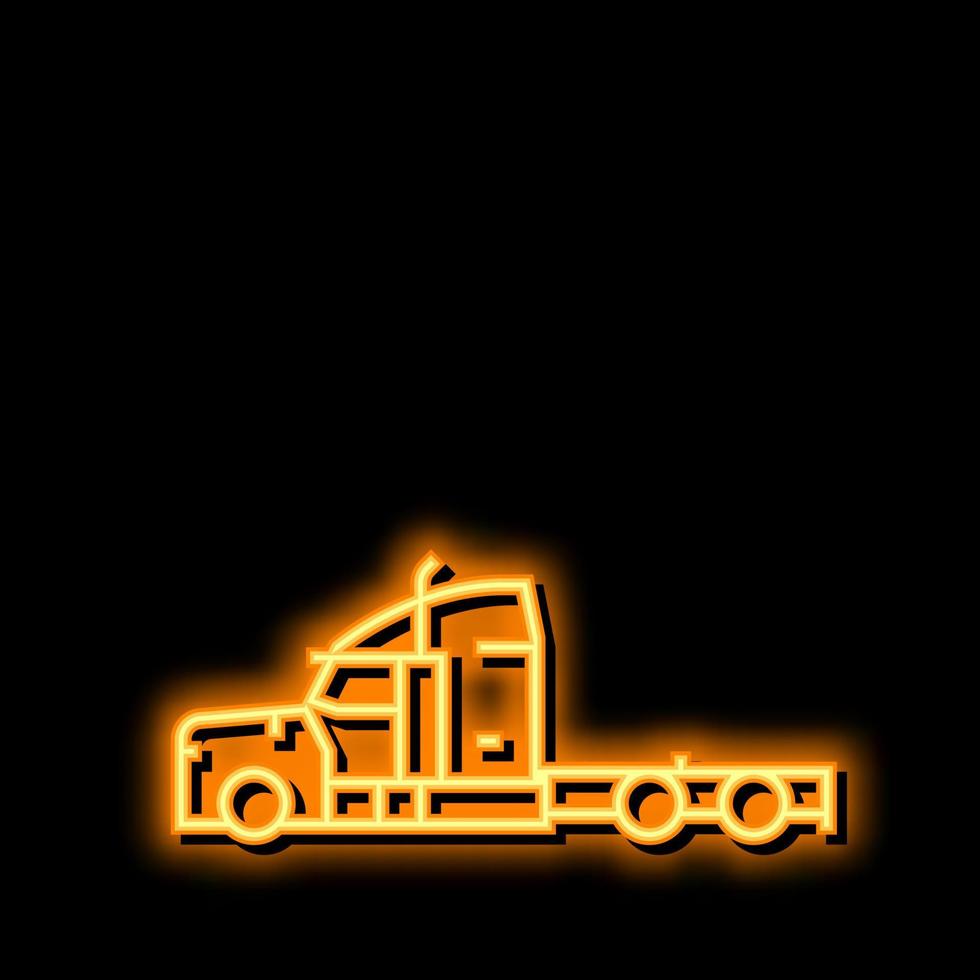 semi camion costruzione auto veicolo neon splendore icona illustrazione vettore