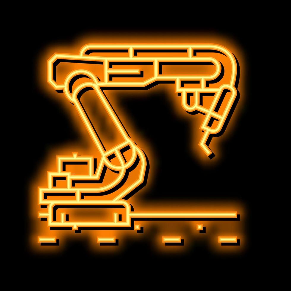 industriale robot braccio neon splendore icona illustrazione vettore