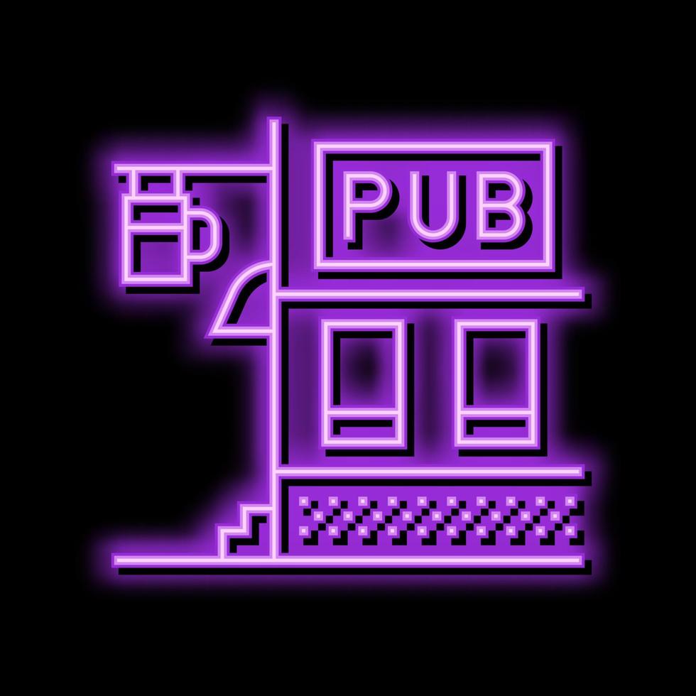 pub birra bevanda neon splendore icona illustrazione vettore