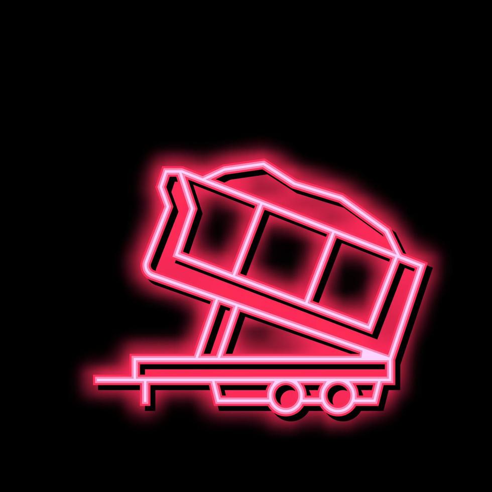 sabbia mezzi di trasporto trailer neon splendore icona illustrazione vettore