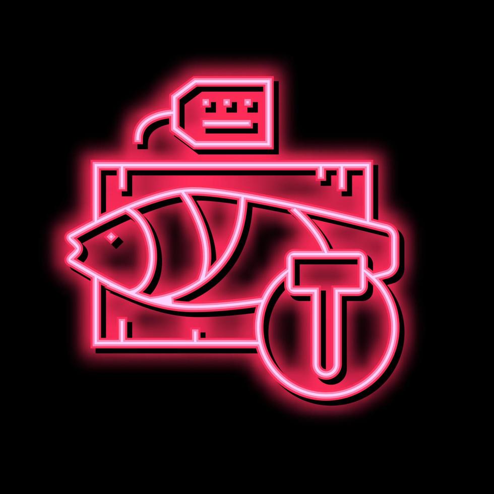 tonno pesce vendita all'asta Vota neon splendore icona illustrazione vettore
