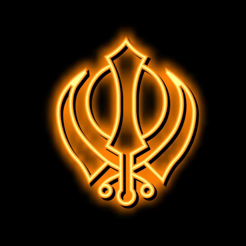 Sikhismo religione neon splendore icona illustrazione vettore