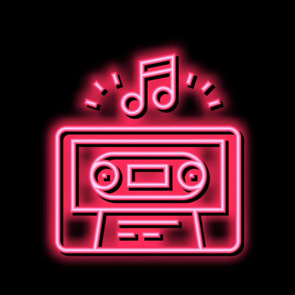 Audio guida cassetta neon splendore icona illustrazione vettore