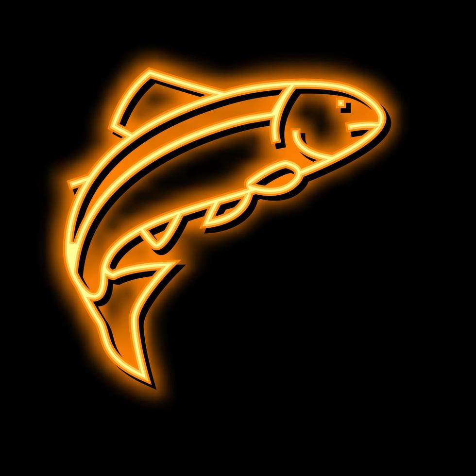 salmone pesce neon splendore icona illustrazione vettore