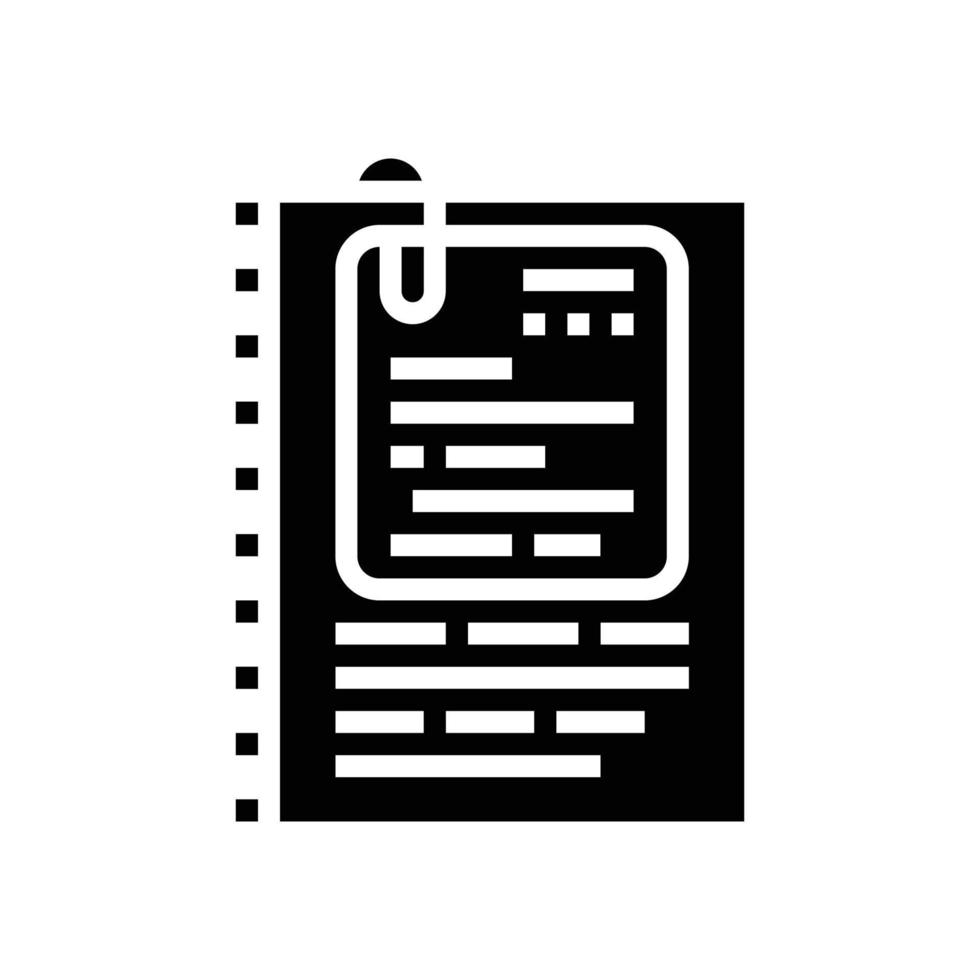 Nota documento carta glifo icona vettore illustrazione