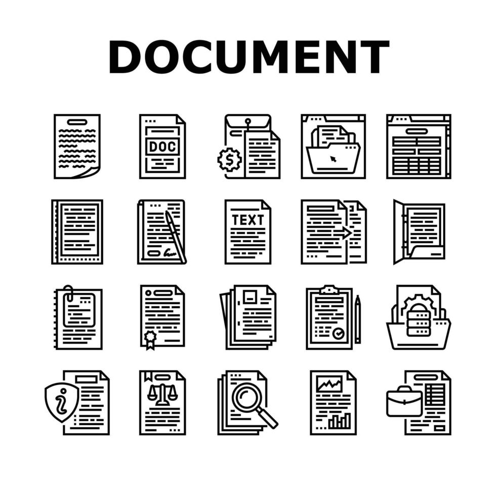 documento carta file attività commerciale pagina icone impostato vettore