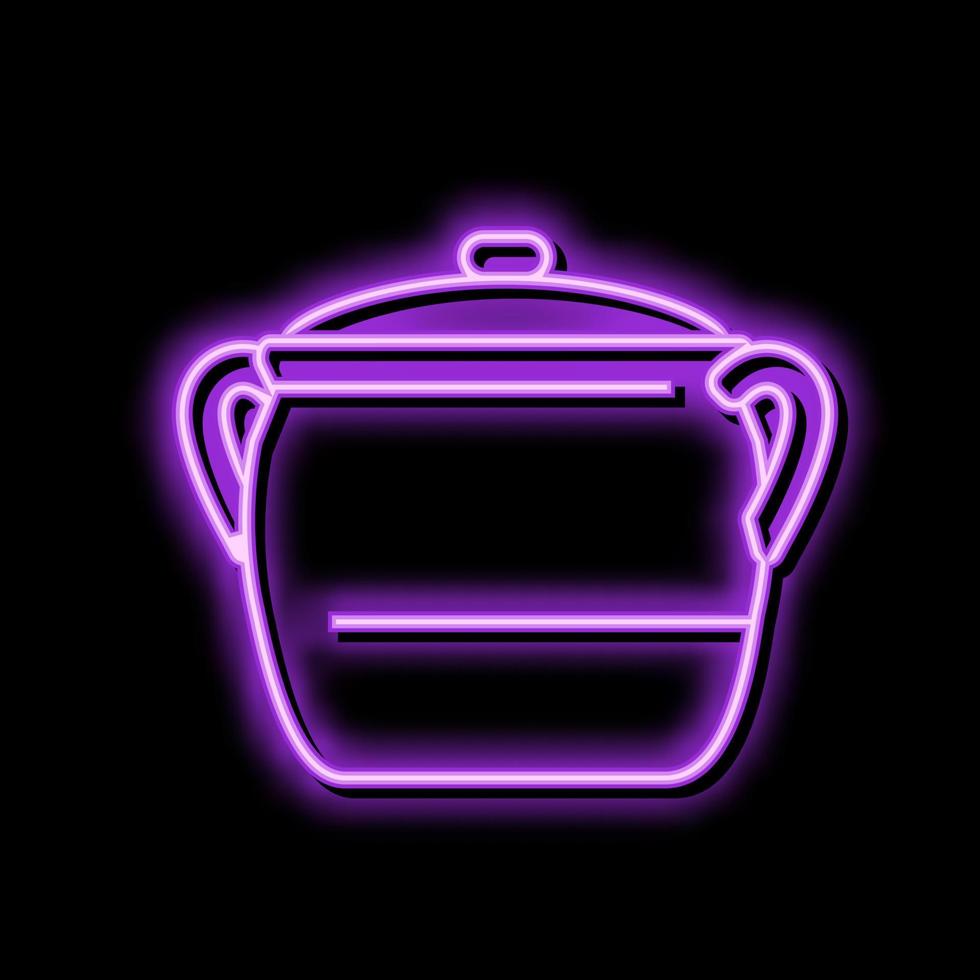tradizionale pentola cucinando neon splendore icona illustrazione vettore
