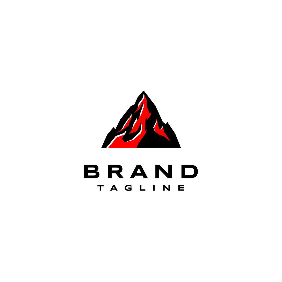 grassetto illustrazione vulcano picco logo design. semplice illustrazione di vulcano picco con dettagliato lava fluire. vettore