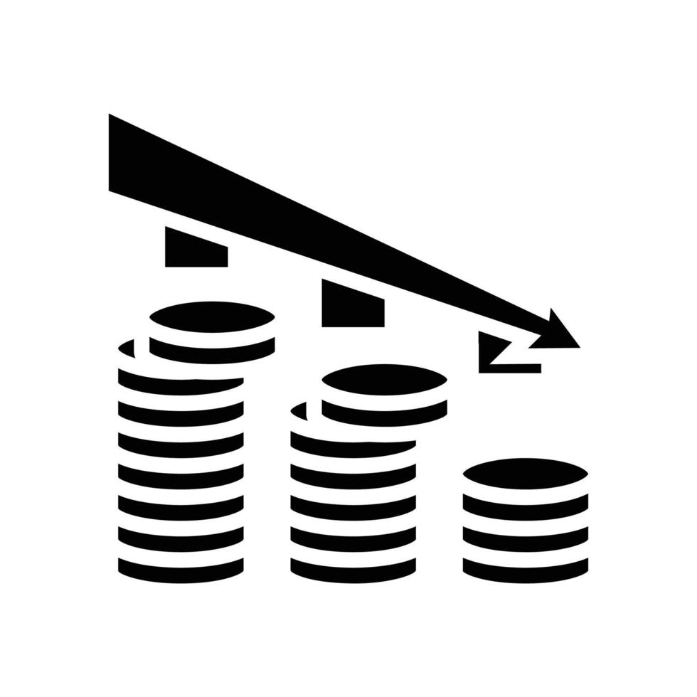 far cadere declino autunno tendenza oro moneta glifo icona vettore illustrazione
