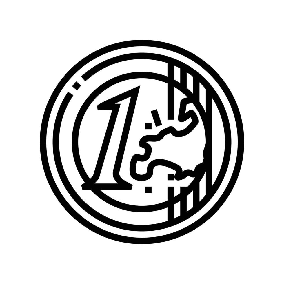 Euro moneta linea icona vettore illustrazione