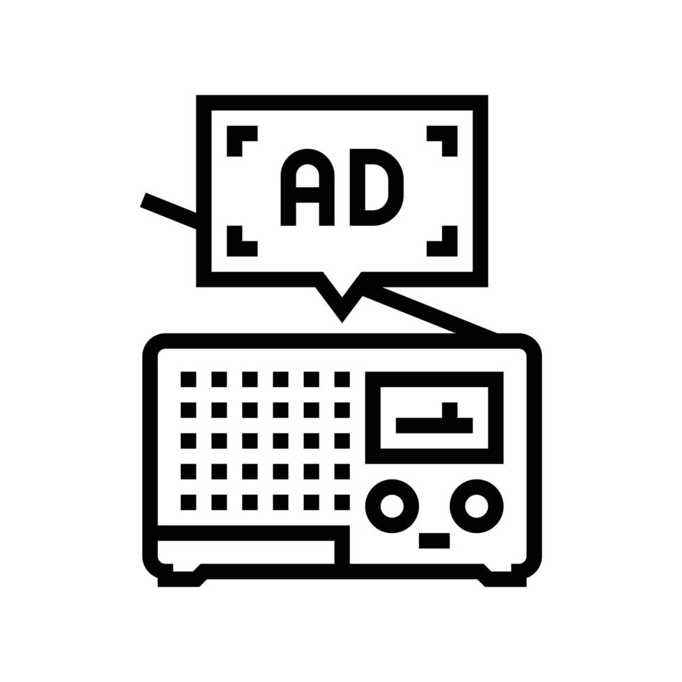 Radio pubblicità linea icona vettore illustrazione