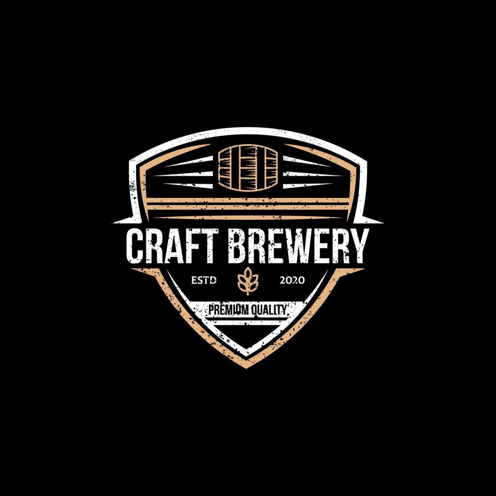 premio scudo mestiere fabbrica di birra logo disegno, migliore per infuso Casa, sbarra, pub, birra azienda il branding e identità vettore