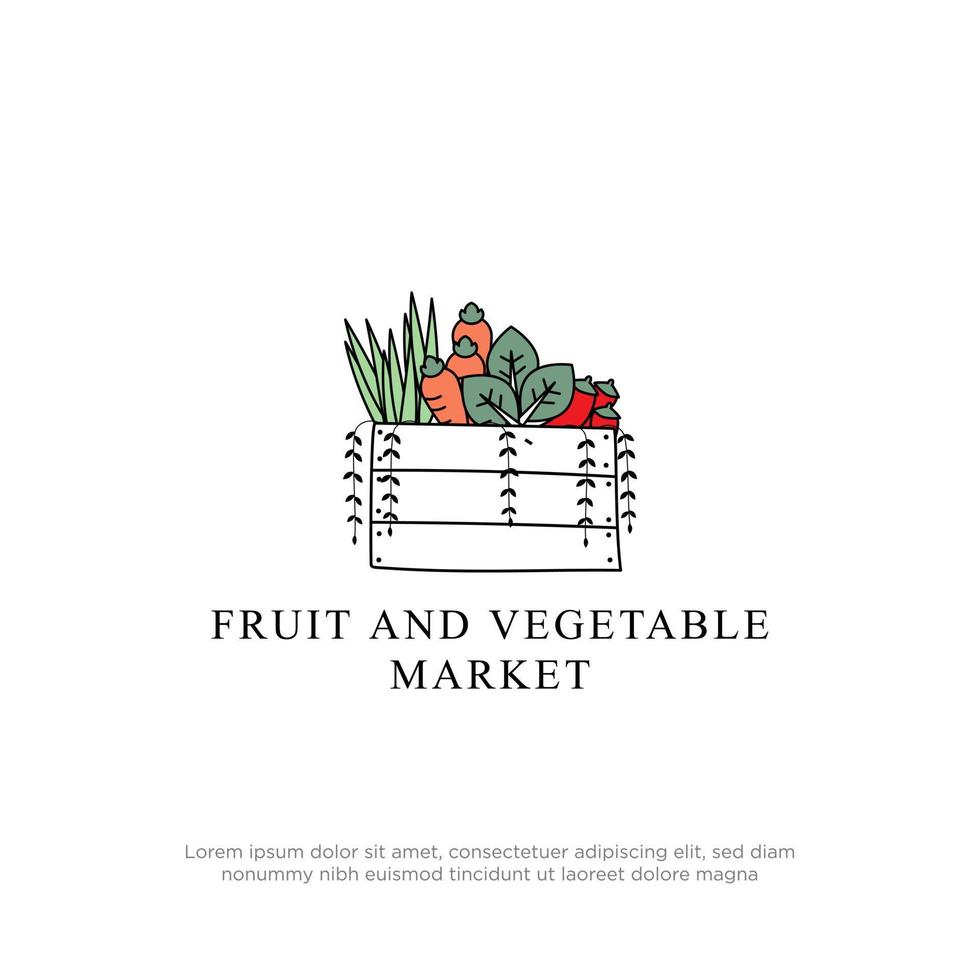 frutta e verdure mercato logo design modello, salutare cibo logo concetti vettore