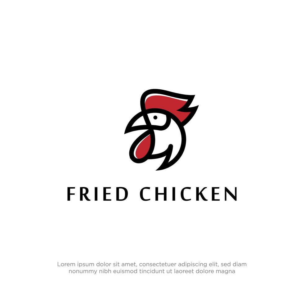 fritte pollo logo modello vettore illustrazione, piatto design pollo logo concetti