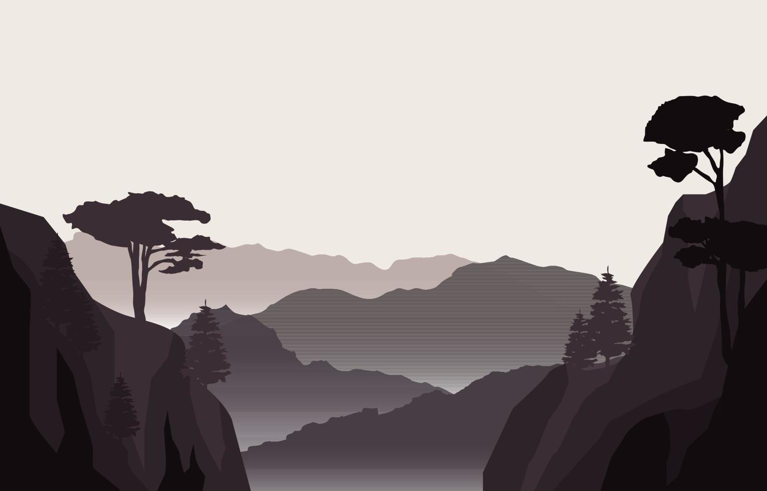 illustrazione di paesaggio foresta di montagna calma vettore