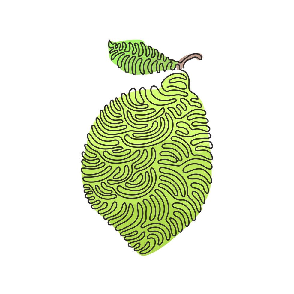 continua una linea che disegna un intero limone biologico sano per l'identità del logo del frutteto. concetto di frutta di scorza fresca per l'icona del giardino di frutta. stile ricciolo ricciolo. illustrazione vettoriale di disegno a linea singola