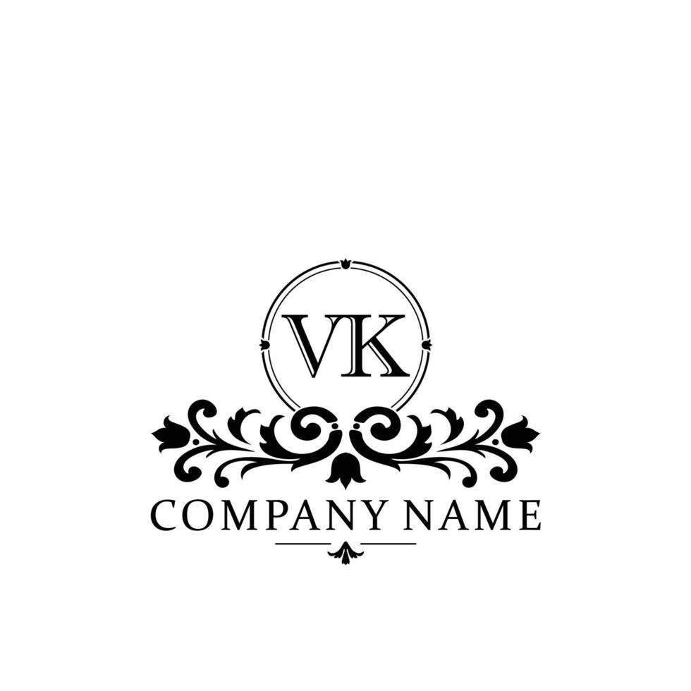 lettera vk floreale logo design. logo per donne bellezza salone massaggio cosmetico o terme marca vettore