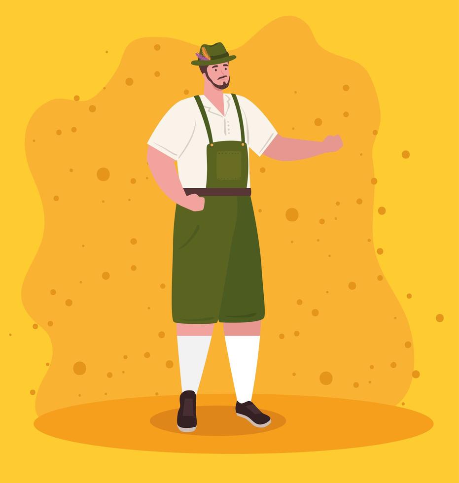 uomo tedesco in abiti tradizionali per la celebrazione dell'oktoberfest vettore