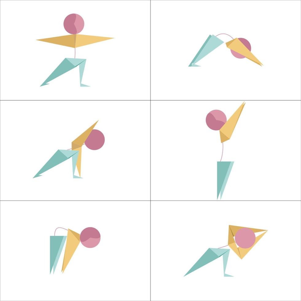 questo è un set di icone di asana. stickman che fa yoga. vettore