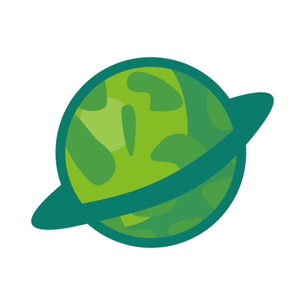 simbolo dell'icona di scienza di stile piatto pianeta verde vettore