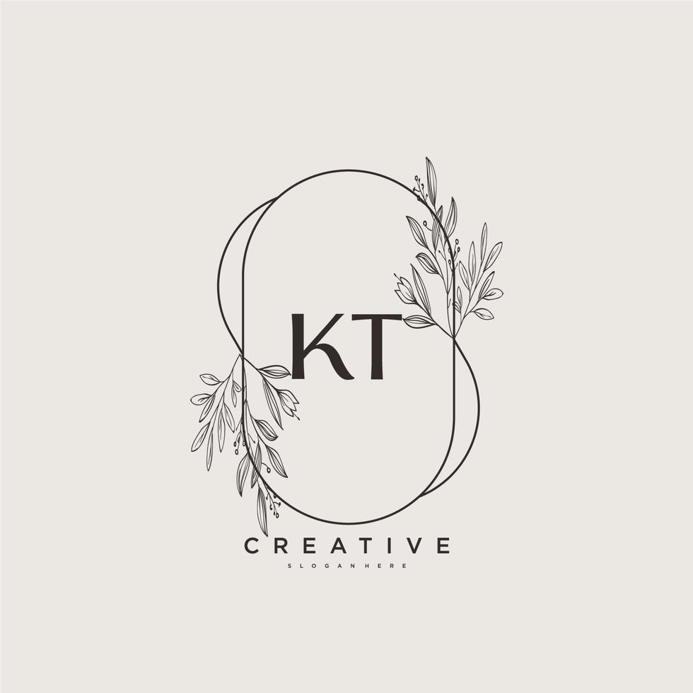 kt bellezza vettore iniziale logo arte, grafia logo di iniziale firma, nozze, moda, gioielliere, boutique, floreale e botanico con creativo modello per qualunque azienda o attività commerciale.