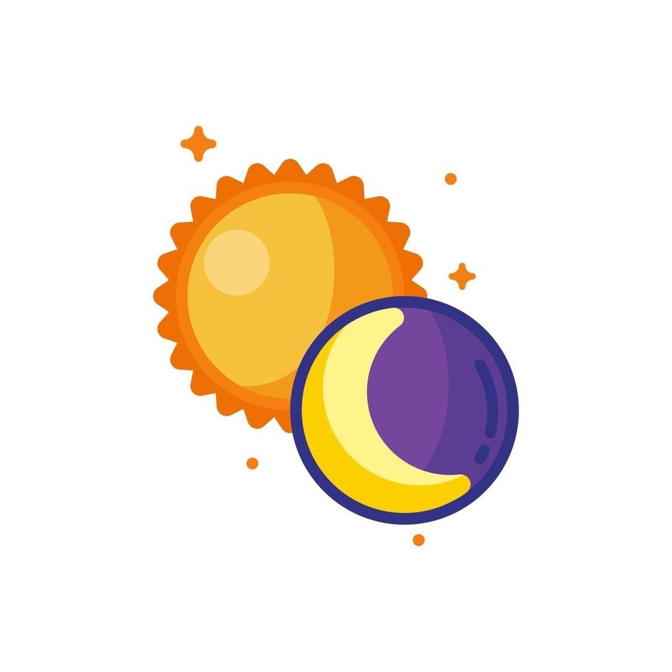 simbolo dell & # 39; icona della scienza in stile piatto sole e luna vettore