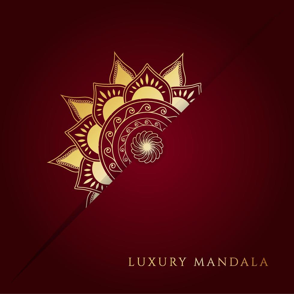 lusso mandala sfondo con d'oro arabesco modello. ornamento elegante invito nozze carta , invitare , fondale copertina bandiera illustrazione marrone colore vettore design.