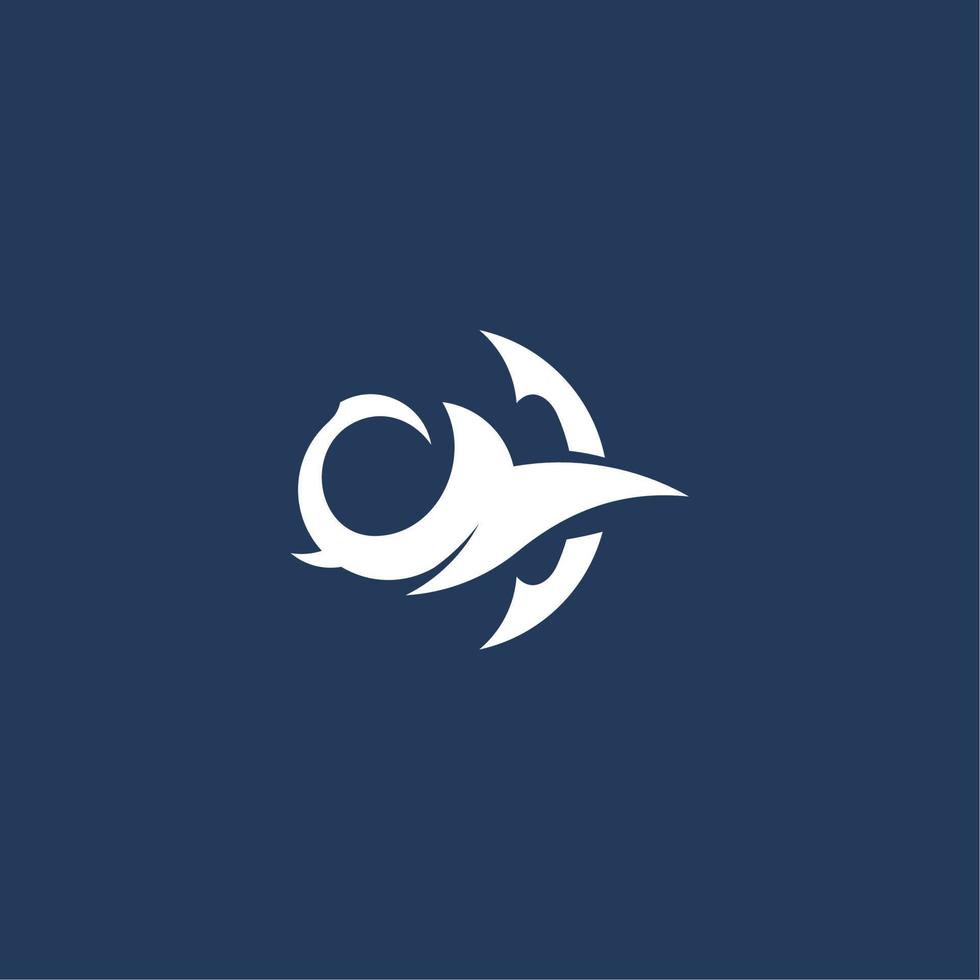 squalo e ancora semplice logo vettore